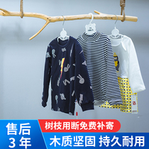 New clothing store tree branch log hanging pole childrens hanging hanger womens wood stick window creative Nordic display stand