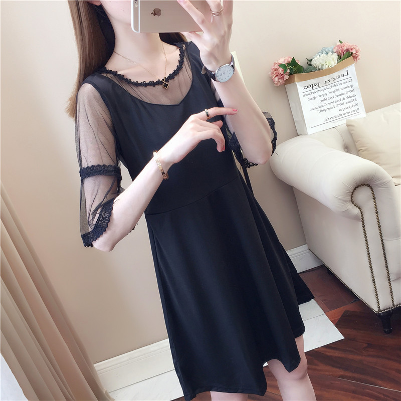 Step up for code pseudo-pussy clothes Fat MM loose blouses cd Changing Dress Lady Gags Men Short Sleeve Mesh Yarn Dress