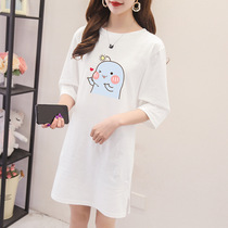 Large size womens male pseudo-female cross-dressing clothes casual top cd cross-dressing supplies short-sleeved long dress