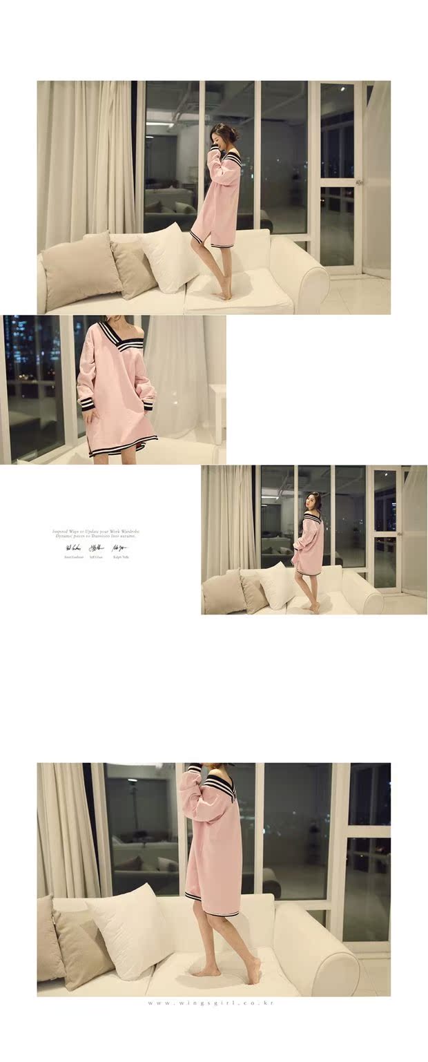 Mùa thu và mùa đông cỡ lớn váy midi cotton ngọt ngào đồ ngủ nữ cổ chữ V gợi cảm dài tay cd transvestite giả cao cấp dịch vụ tại nhà đầm cho người lớn tuổi