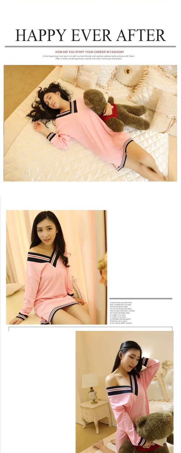 Mùa thu và mùa đông cỡ lớn váy midi cotton ngọt ngào đồ ngủ nữ cổ chữ V gợi cảm dài tay cd transvestite giả cao cấp dịch vụ tại nhà đầm cho người lớn tuổi