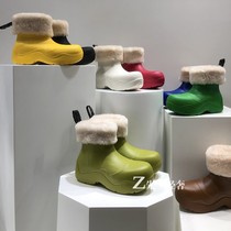 Ashigo mona same yy bv rain boots plus velvet rain shoes thick-soled avocado Martin boots Chelsea boots women