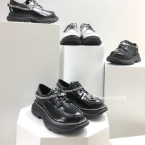 2021 early spring new chain makunda bear small leather shoes womens leather big head lace up increased platform cake shoes