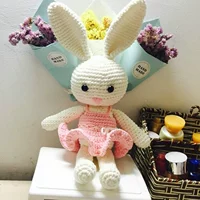 Розовый кролик, кукла, материал