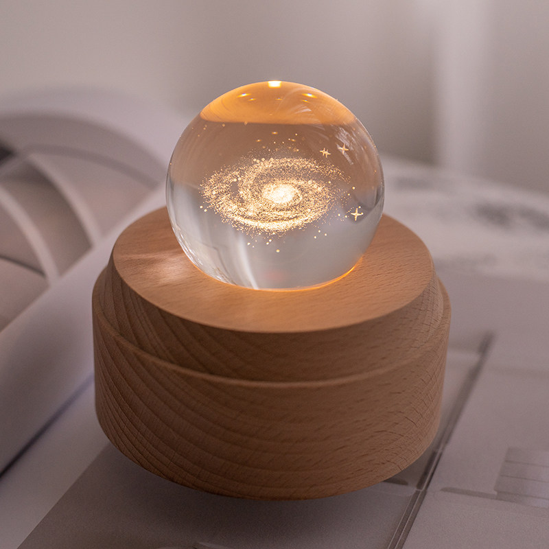 Crystal ball starry sky carousel music box diy creative music box wooden gift girl male and female birthday gifts