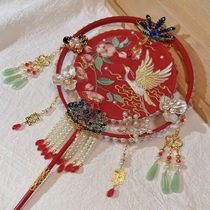 Chinese-Chinese-fan show and fan bridal knot wedding fan high-end ancient wind embroidery finished product diy material bag handmade