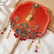 Wedding scalding gold hand holding flower Chinese style group fan show and bridal festive fan diy fan material bag wedding finished product