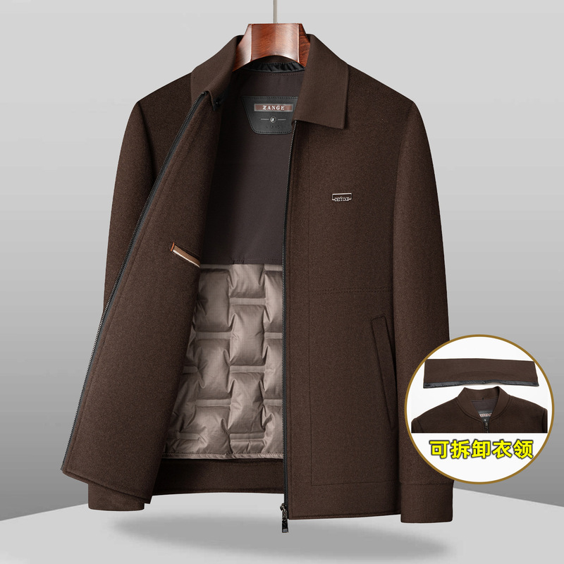 Mk Wool Jacket Men's Double-Sided Woolen Coat Winter Lapel Zipper Business Casual Dad Style Outerwear