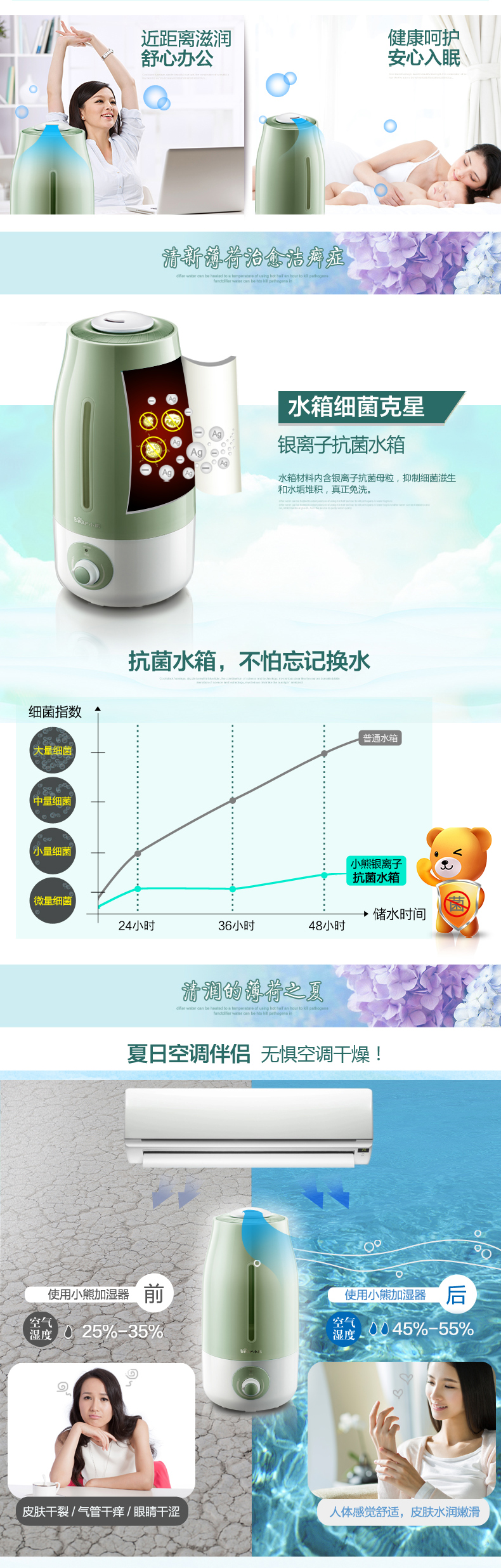 Bear/小熊 JSQ-A30W5空气加湿器家用静音大容量香薰 办公室空调4