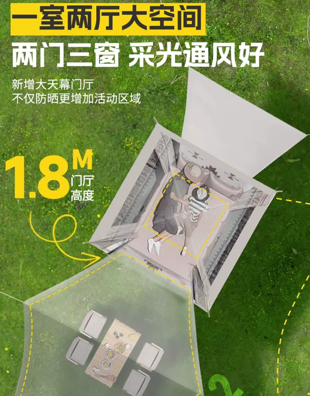 dựng lều cắm trại Lều cắm trại ngoài trời gấp gọn tiện lợi vinyl tán tích hợp nắng mưa tự động thiết bị cắm trại ngoài trời trọn bộ cho thuê lều cắm trại lều du lịch 6 người