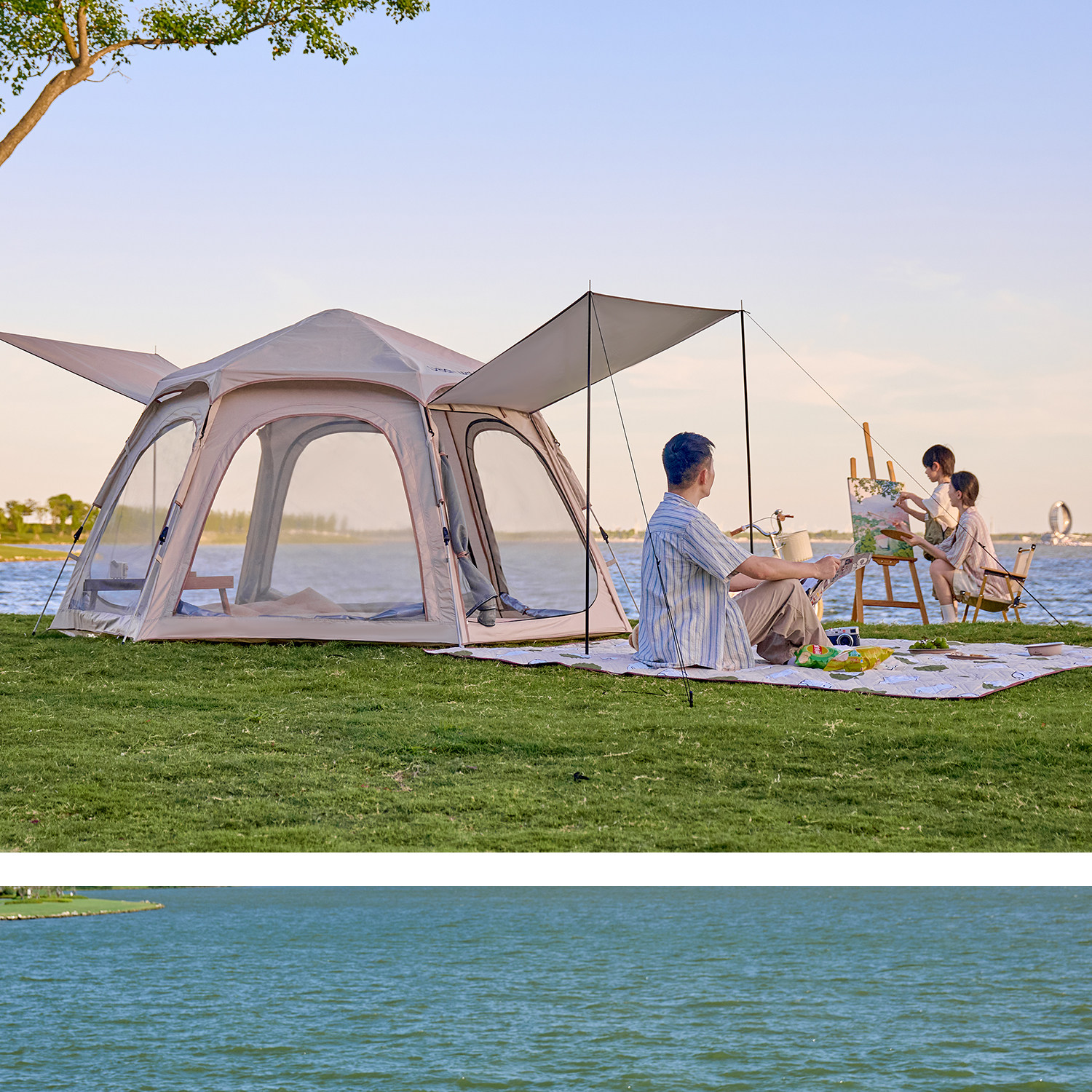 Outdoor tent for camping, portable, foldable, rainproof, thickened, automatic quick-open camping equipment