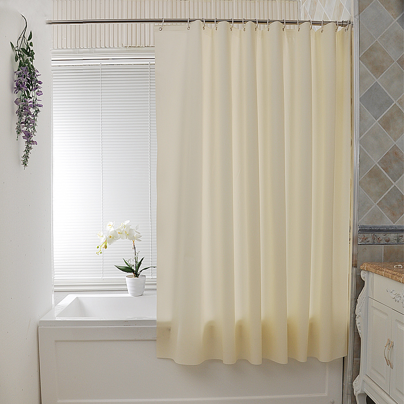 BiNon-Bath Curtain Waterproof Thickened Pure Beige Hotel Bathroom Blinds Waterproof curtain door curtain can be made free of punch