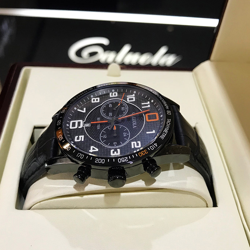 Corolla Men's Watch Waterproof Fashion Men's Watch Leather Band Black Sports Quartz Trend Non-Mechanical Watch 1059