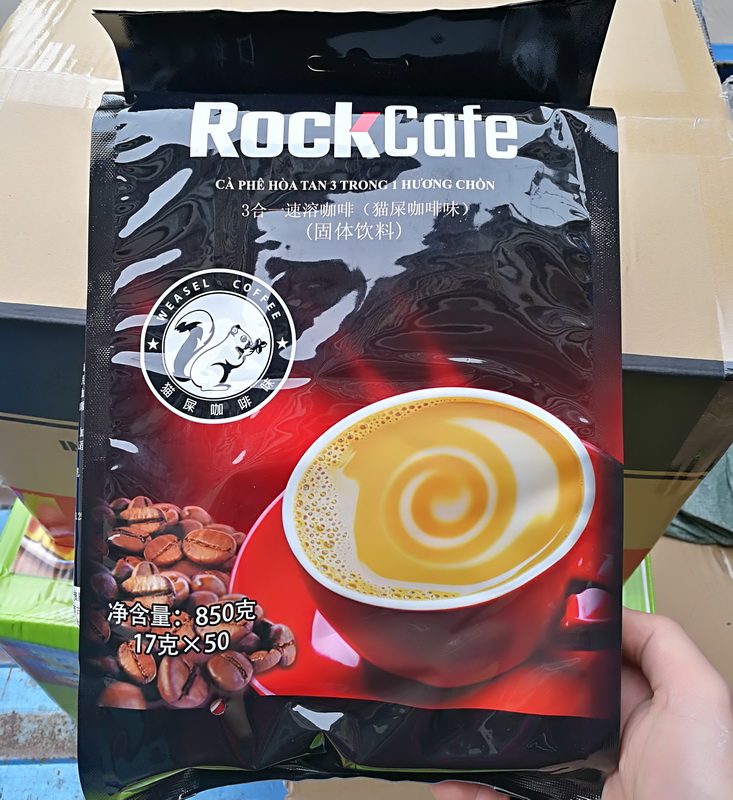 Vietnam Gonegun RockCafe Cat Shit Coffee 850 gr Can Punch 50 Cup Three-in-one Instant Coffee