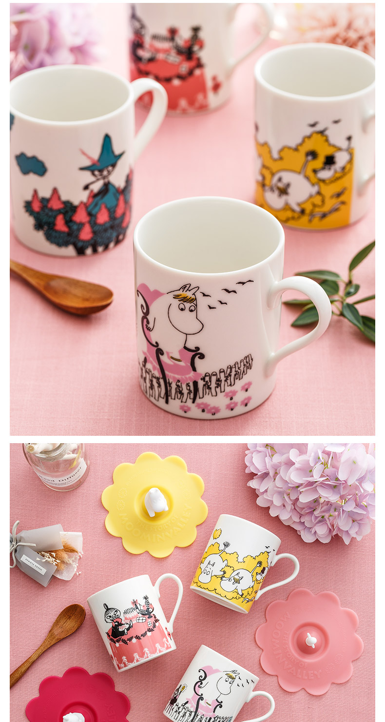 Domestic cartoon express Moomin Moomin ceramic cup with cover cup water containing silicone lid keller cup