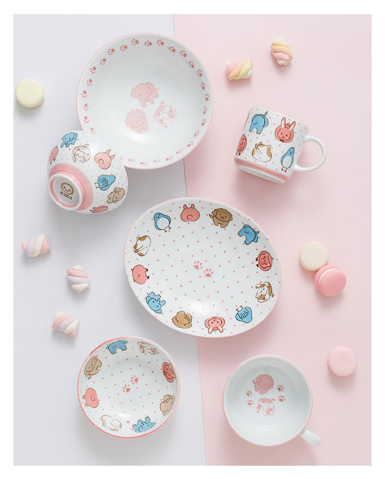 Keeping the original installation import children always under the glaze color Japanese - style tableware bowls single cartoon express ceramic household rainbow such use