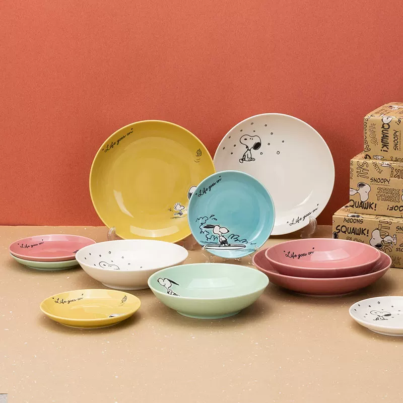 Snoopy, nuby, Japanese import set, ceramic dinner plate
