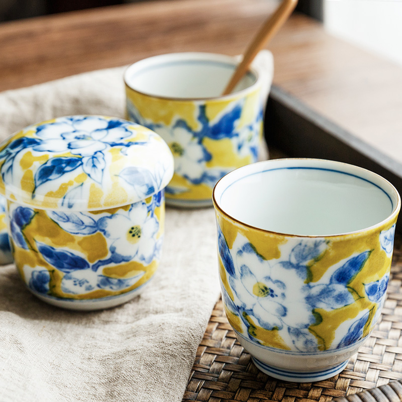 Japan imports ceramic cups steamed egg cup with cover Japanese masters cup single cup sample tea cup stewed egg cup soup cup