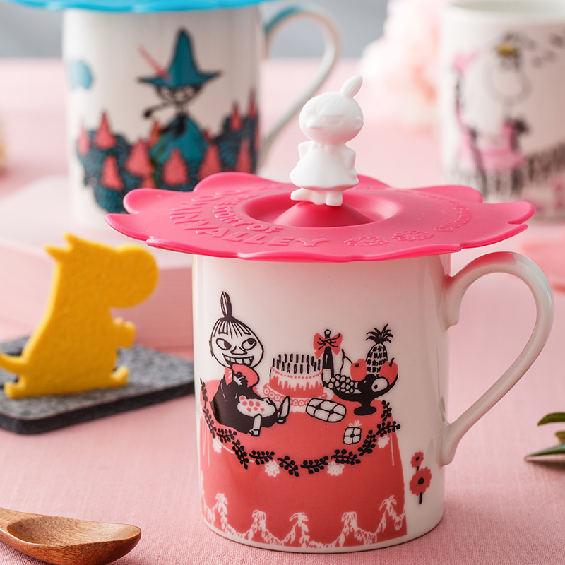 Domestic cartoon express Moomin Moomin ceramic cup with cover cup water containing silicone lid keller cup