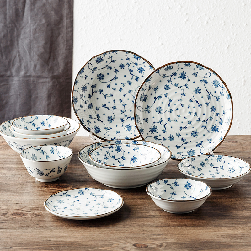 Tendril tang grass Japanese ceramic bowl of soup bowl rainbow such use 0 household utensils to eat big bowls of the Japanese import under the glaze color
