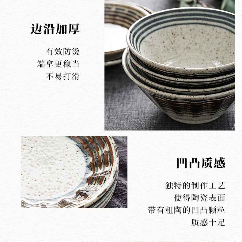 Wire reinforced grain imitation coarse pottery do old under the glaze color food imported from Japan Japanese dish plate disc ceramic bowl family dinner plate