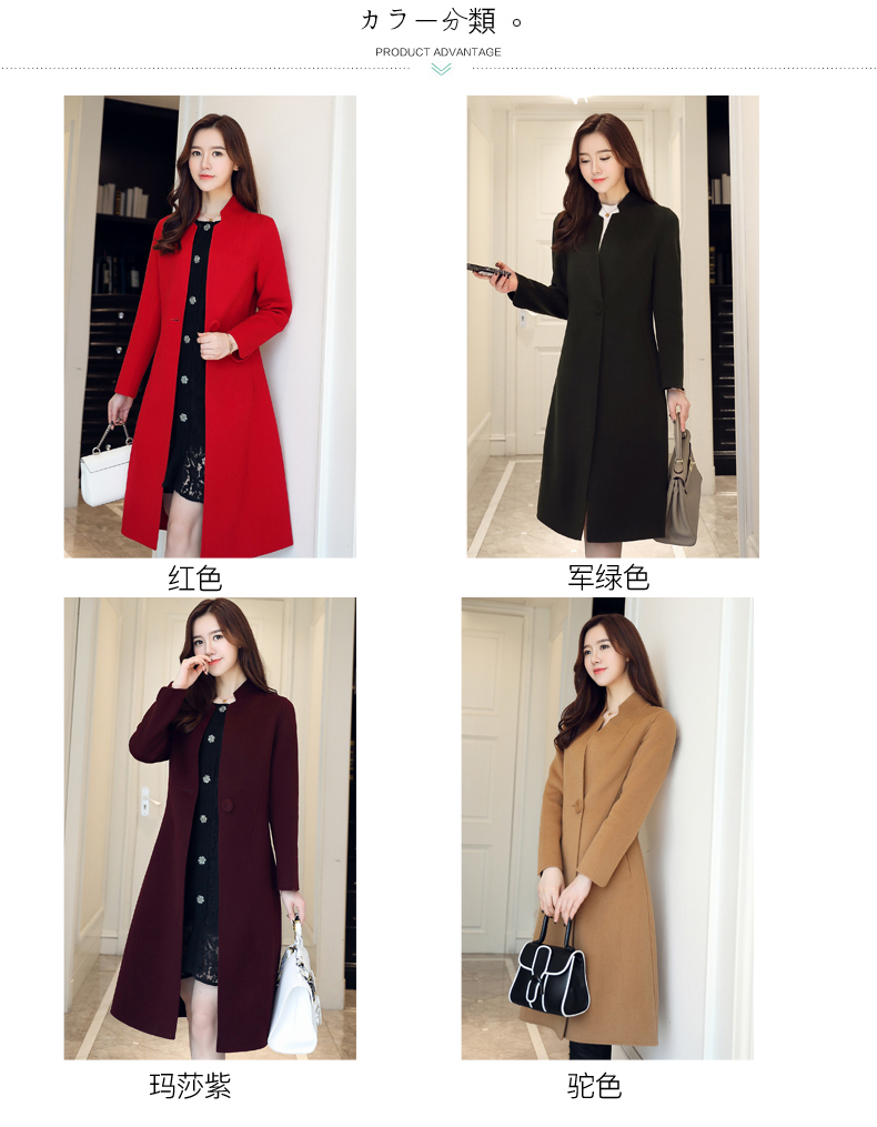 Áo len mỏng hai mặt nữ cổ áo dài cashmere trên cổ áo len đầu gối Bà Nizi quần áo mùa thu và mùa đông áo hoodie nữ cute