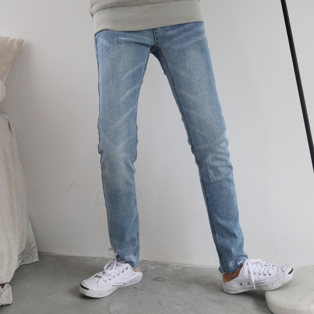 12CM SHOP  常青款牛仔裤︱泛白浅色修身牛仔显瘦长裤男