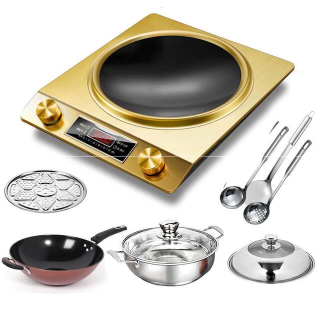 ຫມໍ້ຫຸງຕົ້ມຄົວ induction concave high-power wok multi-function all-in-one 3500w battery explosive wok stove ເຕົາຮູບ U