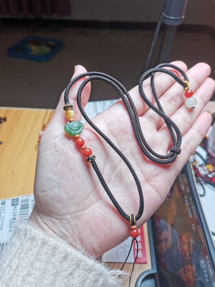 Original hand-woven pendant lanyard safe buckle Hetian jade pendant necklace rope pendant rope sweater chain adjustable