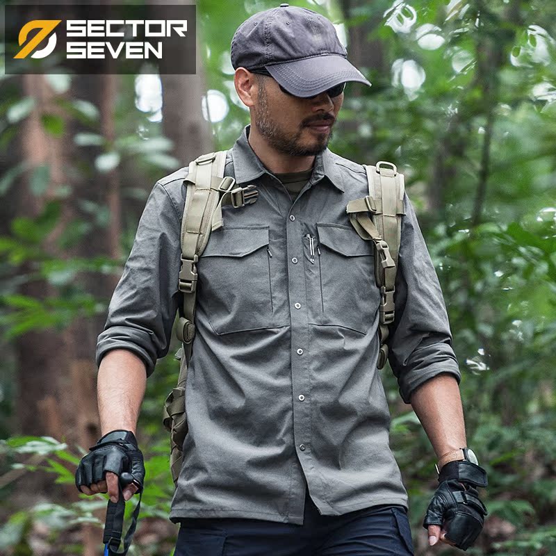 Technician tactical shirt Army fan outdoor quick-drying long sleeve shirt Men's casual stand collar breathable business multi-pocket shirt