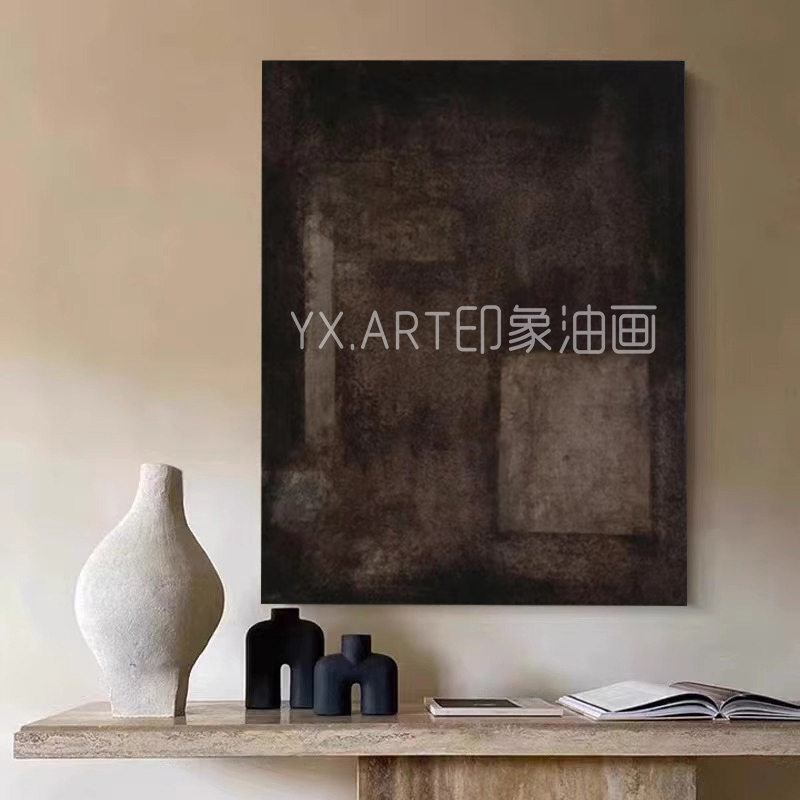 Pure Hand Painted Oil Painting Folk Living Living Room with Silent Wind Retro Abstract Decoration Painting Xuanguan Destitute Wind Texture Muscular Hang Painting-Taobao