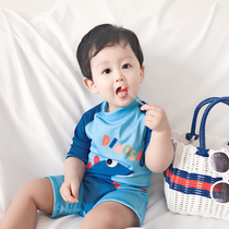 Childrens swimsuit boy swimsuit Baby Baby Baby one-piece swimsuit swimming pool boy cartoon sunscreen short-sleeved swimsuit