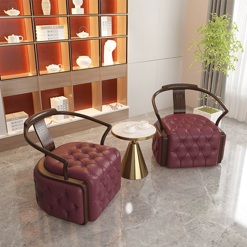 Новый китайский сингл -диван Круг Круг Мебель Вудзинму Сплошной Лёрг Light Luxury Whore Whore Sware Стул простые и современные