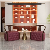 Новый китайский сингл -диван Круг Круг Мебель Вудзинму Сплошной Лёрг Light Luxury Whore Whore Sware Стул простые и современные