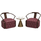 Новый китайский сингл -диван Круг Круг Мебель Вудзинму Сплошной Лёрг Light Luxury Whore Whore Sware Стул простые и современные