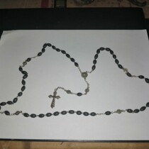 Holy Christmas French early 20th century Beads Catholic Christian Jesus Cross Artwork