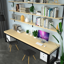 American wrought iron solid wood desk bookshelf combination home computer desk writing desk student desk bookcase wall