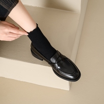 Retro British style ~ Corso Venezia 2023 new popular genuine leather Lok Fuxie womens thick heels