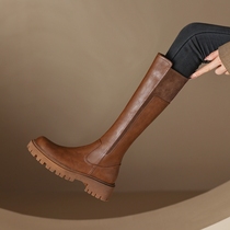 Italian Corso Venezia Winter Thick bottom long boot female however kneecap red high cylinder knight boots genuine leather