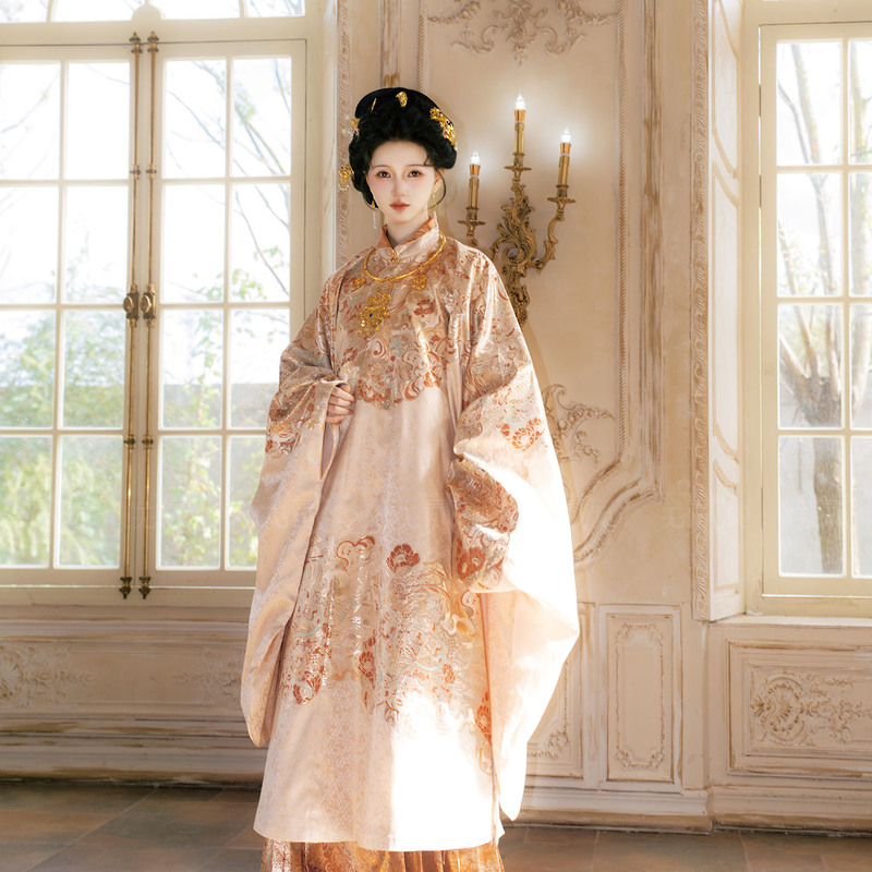 Unparalleled Collection [Linyue Liuguang] Ming Dynasty Hanfu Women's Stand Collar Long Jacket Ming Dynasty Noble Lady Mamian Skirt Piece Set Autumn/Winter