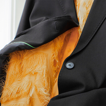 Nordic designer light orange fluffy feather gauze chiffon shirt skirt H-shaped straight dress