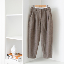 Cabbage price warm thick tweed high waist Harlan pipe pants cone slim nine boot pants winter pants