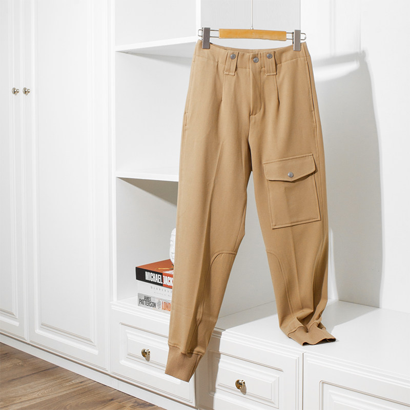 Handsome with type of urban tooling wind asymmetrical clamshell pocket Rograin bunches with slow running pants female wool casual pants q