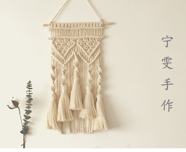 Đầu giường sáng tạo bông dây treo tường dày trang trí tường handmade tấm thảm tự làm gói vật liệu tấm thảm lưới dạy màu đỏ - Tapestry 	thảm dệt treo tường