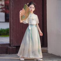 Horse-faced skirt girls suit childrens Hanfu summer dress 2024 new summer new Chinese style national style ancient costume ancient style Tang suit