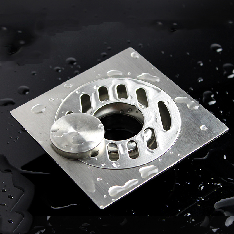 Jiuyi Stainless Steel Floor Drain Dual-use Washing Machine Floor Drain Kitchen Makeup Room Deodorant Wire Drawing Square Floor Drain