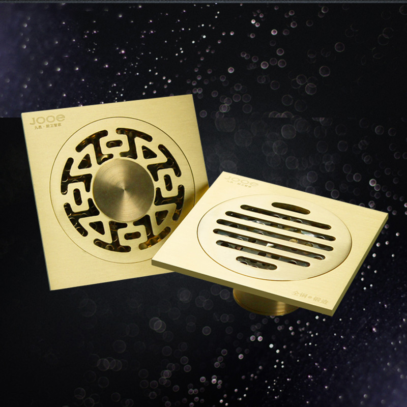 Jiuyi Full Copper Large Displacement Thickened Floor Drain Makeup Room Kitchen Washing Machine Deodorant Square Floor Drain