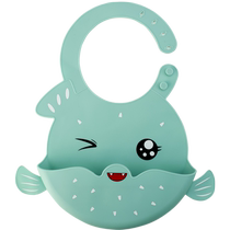 Silicone baby eating bib three-dimensional waterproof super soft rice bag childrens large saliva bag no wash