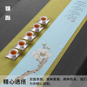 Fabric sewing custom waterproof tea mat linen hand-painted table mat japanese tea mat tea set fabric mat tablecloth custom-made