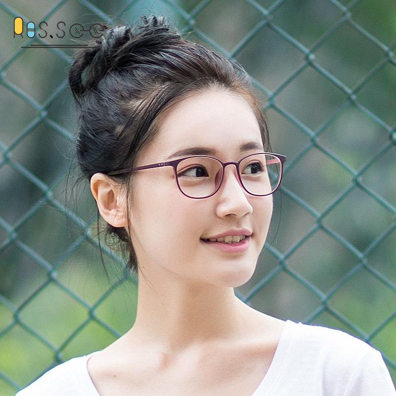 Ultra-light TR90 Korean literary glasses frame male retro myopia glasses frame small face transparent black frame thin glasses female